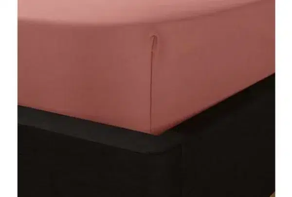 Percale soft fitted double bed sheet, rosewood - image 2