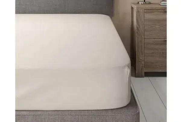 Percale soft fitted double bed sheet, oyster