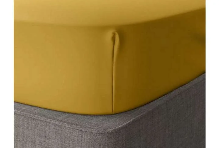 Percale soft fitted double bed sheet, ochre Percale soft fitted double bed sheet, ochre - image 2