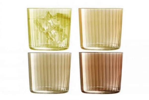 Assorted Glass Amber Tumblers x 4