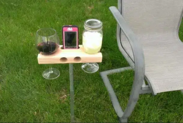 Garden wine glass & smart phone holder