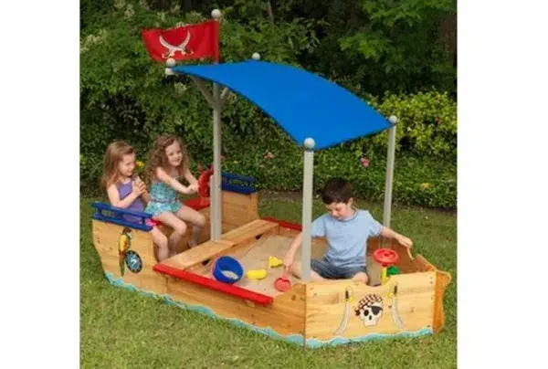 Kids pirate boat sandpit & play bench
