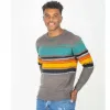 Mens Grey Rib Trim Colourblock Jumper