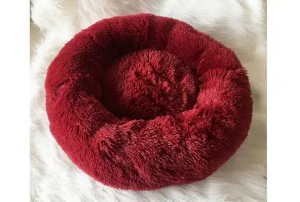 Super soft & plush small pet bed - wine red