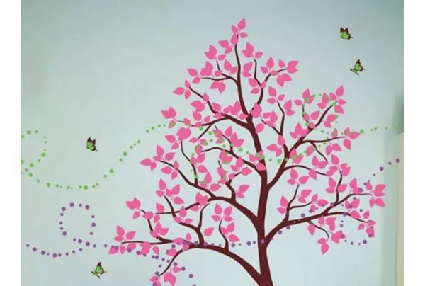 Alternative view of Polka Dot Tree and butterfly Wall Print