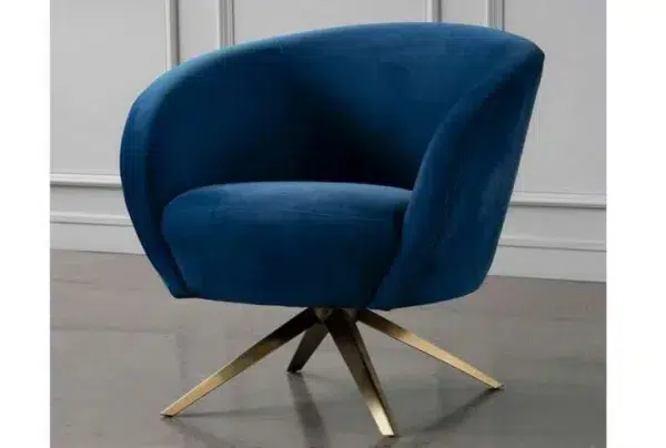 Brodie velvet swivel chair, navy blue