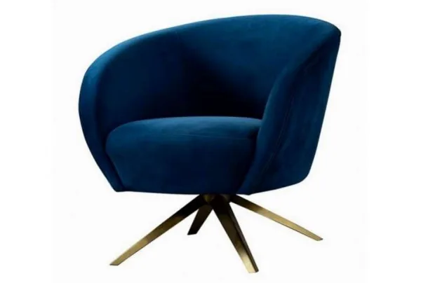 Brodie velvet swivel chair, navy blue