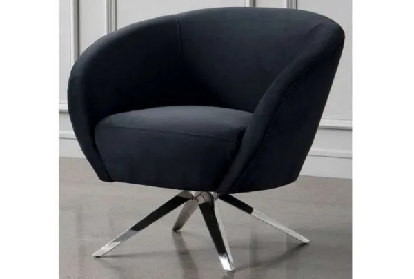 Brodie velvet swivel chair, black