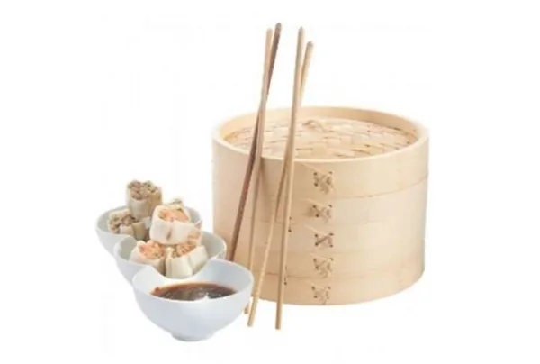 Two tier bamboo steamer