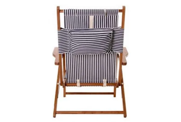 Navy stripe reclining deck chair