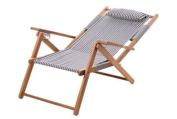 Navy stripe reclining deck chair