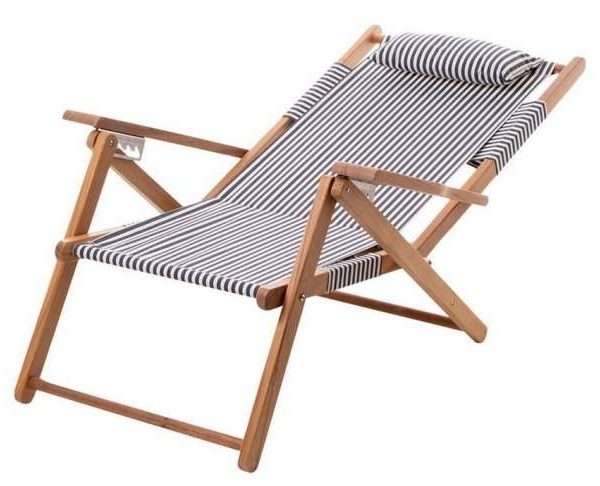 Navy Stripe Reclining Deck Chair