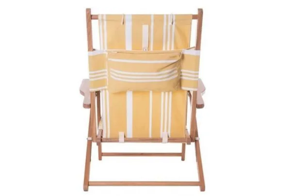 Yellow stripe reclining deck chair