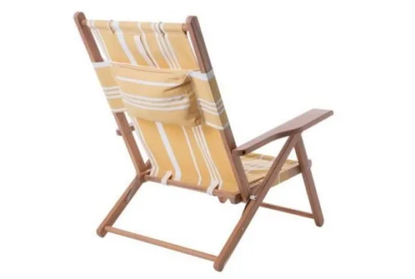 Yellow stripe reclining deck chair