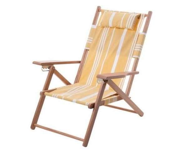 Yellow Stripe Reclining Deck Chair