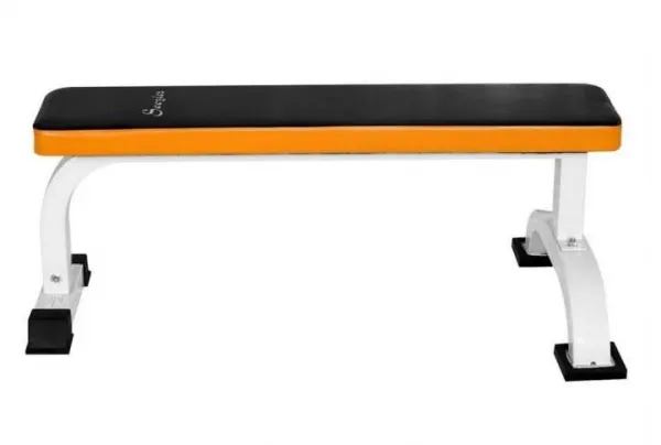 Homcom fitness flat bench-black/orange - image 2