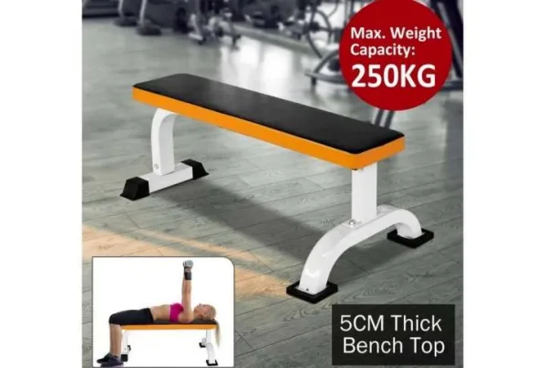 Homcom fitness flat bench-black/orange - image 3