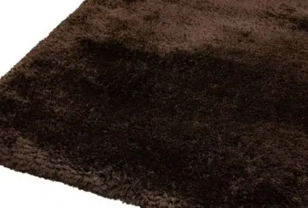 Dark chocolate brown plush shaggy rug, various sizes