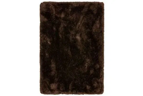 Dark chocolate brown plush shaggy rug, various sizes