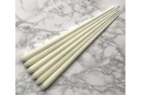 6 x hand dipped taper candle – ivory, 42 cm