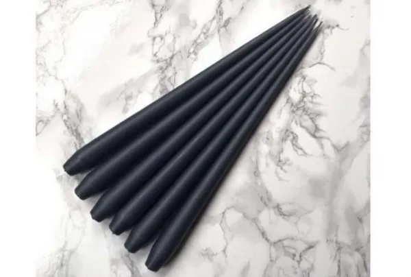 6 x hand dipped taper candle – slate, 32 cm