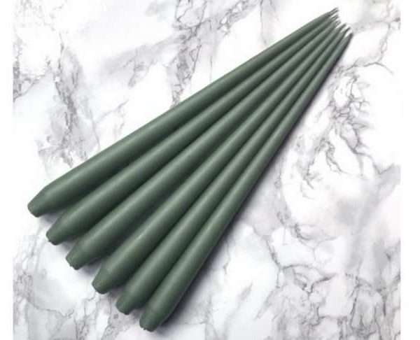 6 x Hand Dipped Taper Candle – Sage, 32 cm