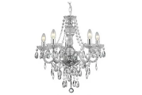 Marie therese 5 lamp clear finish chandelier ceiling light