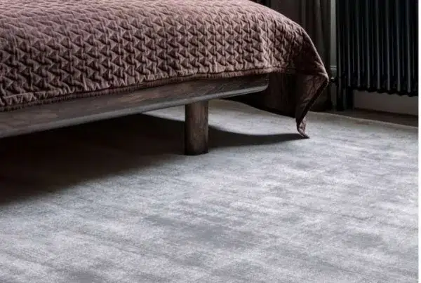 Silver grey blade silky viscose pile rug, various sizes