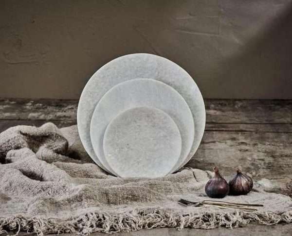 Arjun Marble Plate, White, Small 15cm