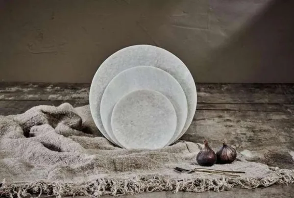Arjun marble plate, white, large 25cm