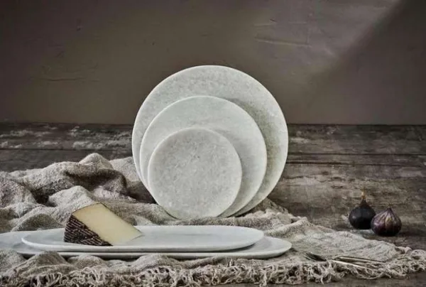 Arjun marble plate, white, large 25cm