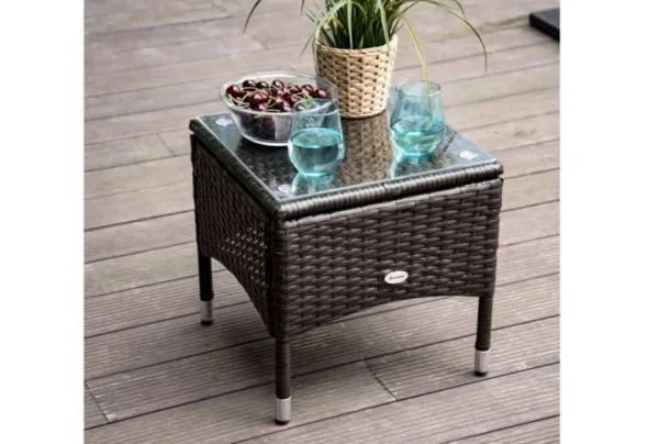 Outsunny 3 piece rattan sun lounger set, brown - image 3