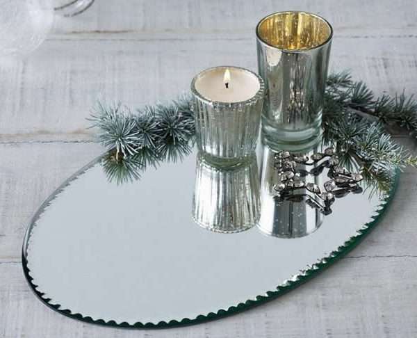 Large Mirrored Oval Charger Tray, 34cm