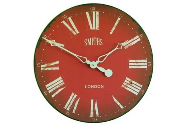 Smiths 50cm vintage wall clock, red