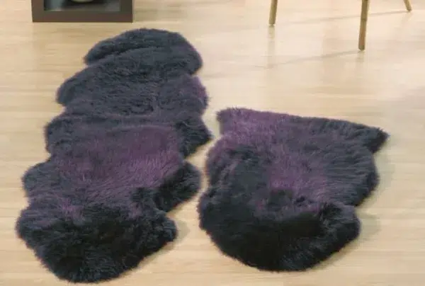 Plum genuine sheepskin animal fur rug