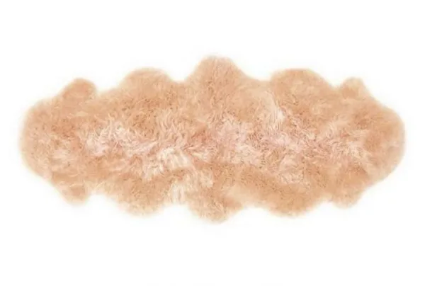 Peach genuine sheepskin animal fur rug