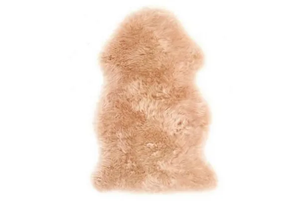 Peach genuine sheepskin animal fur rug