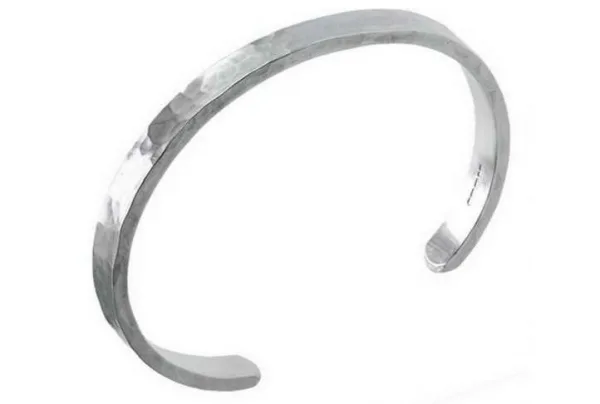Men's chunky beaten silver bracelet