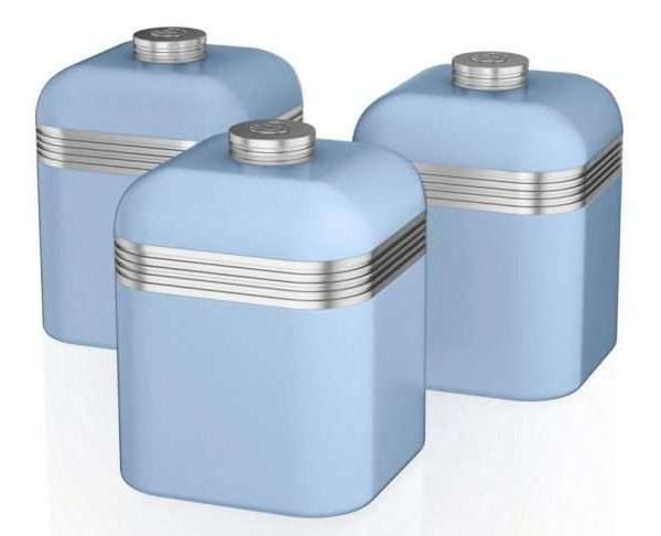 Swan Set Of 3 Retro Canisters, Blue