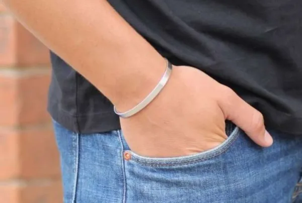 Men's slim silver bracelet - image 2