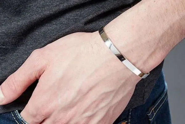 Men's slim silver bracelet