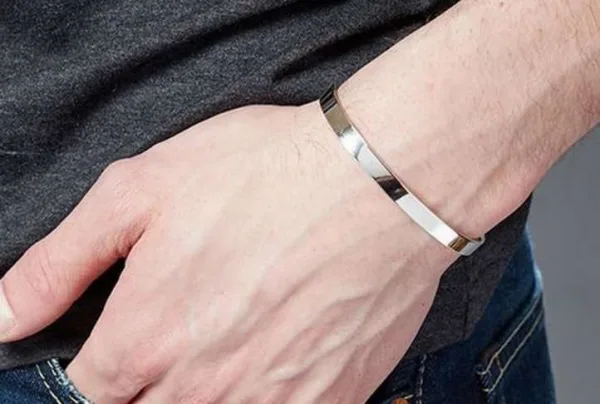 Men's slim silver bracelet - image 3