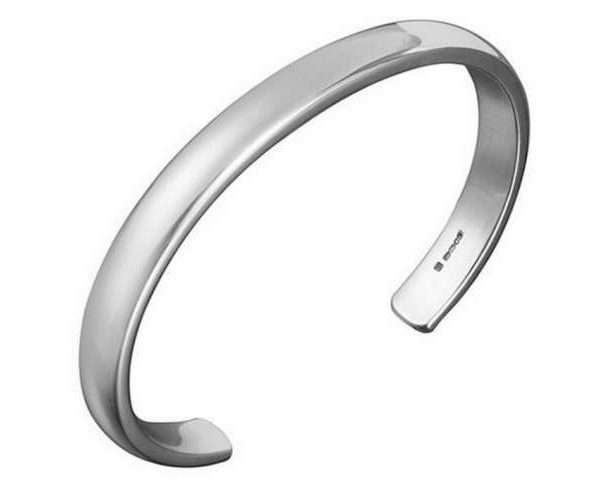 Men's Curved Heavy Silver Bracelet