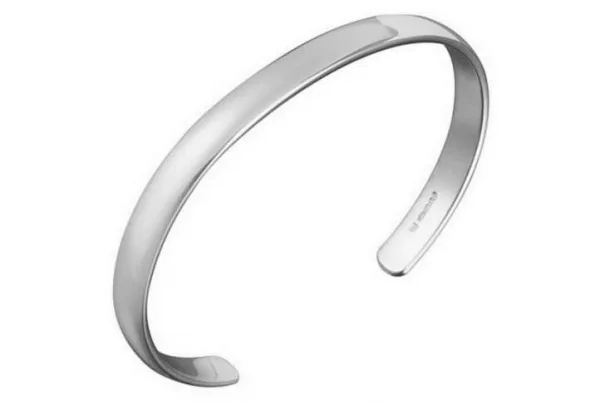 Men's curved silver bracelet