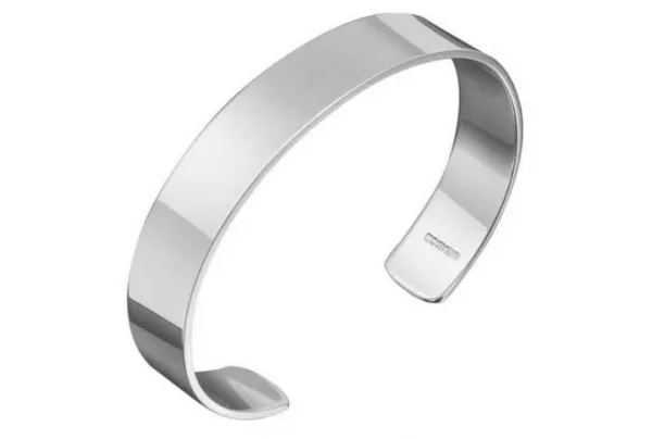 Men's plain wide silver bracelet