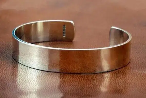 Men's plain wide silver bracelet