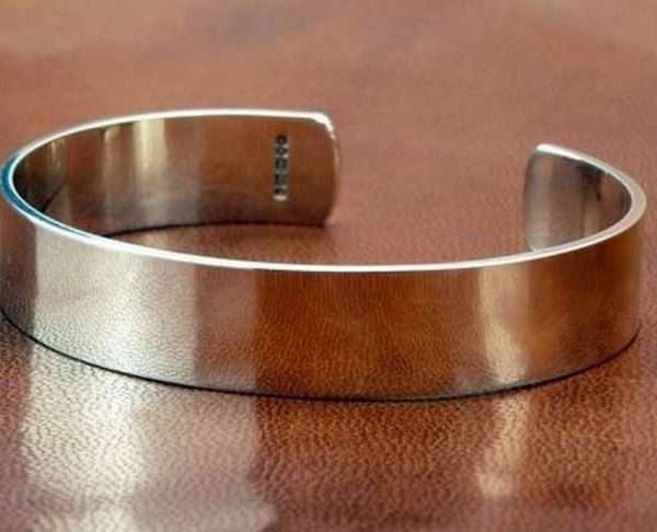 Men's Plain Wide Silver Bracelet