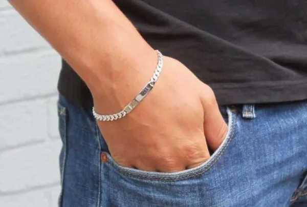 7. 5 inch silver identity bracelet - image 2