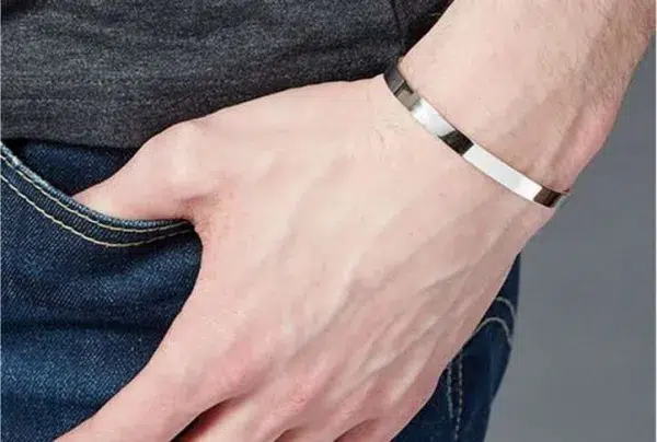 Men's plain silver bracelet - image 3