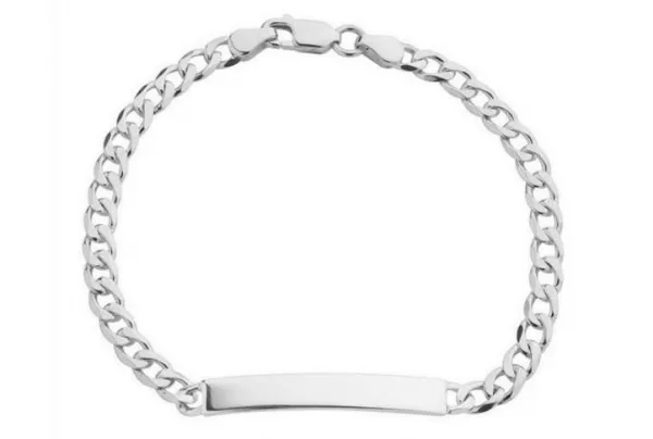 8. 5 inch silver identity bracelet